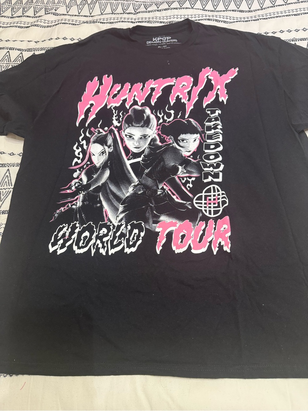 Target Black 'HUNTRIX World Tour' Graphic Tee with Pink & White Print